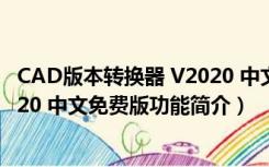 CAD版本转换器 V2020 中文免费版（CAD版本转换器 V2020 中文免费版功能简介）