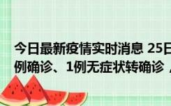 今日最新疫情实时消息 25日0至21时，新疆乌鲁木齐新增5例确诊、1例无症状转确诊，新增本土无症状73例