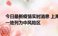 今日最新疫情实时消息 上海新增社会面1例本土确诊病例，一地列为中风险区