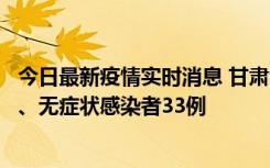 今日最新疫情实时消息 甘肃10月30日新增本土确诊病例3例、无症状感染者33例