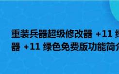 重装兵器超级修改器 +11 绿色免费版（重装兵器超级修改器 +11 绿色免费版功能简介）