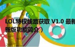 LOL特权线路获取 V1.0 最新版（LOL特权线路获取 V1.0 最新版功能简介）