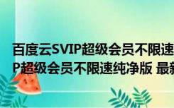 百度云SVIP超级会员不限速纯净版 最新免费版（百度云SVIP超级会员不限速纯净版 最新免费版功能简介）