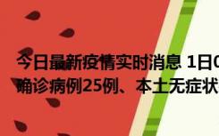 今日最新疫情实时消息 1日0-21时，新疆乌鲁木齐新增本土确诊病例25例、本土无症状感染者329例