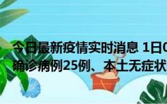 今日最新疫情实时消息 1日0-21时，新疆乌鲁木齐新增本土确诊病例25例、本土无症状感染者329例