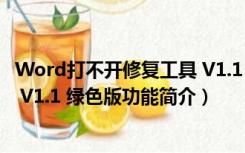 Word打不开修复工具 V1.1 绿色版（Word打不开修复工具 V1.1 绿色版功能简介）