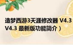 造梦西游3天涯修改器 V4.3 最新版（造梦西游3天涯修改器 V4.3 最新版功能简介）