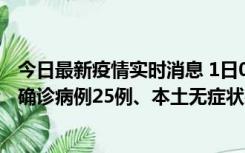 今日最新疫情实时消息 1日0-21时，新疆乌鲁木齐新增本土确诊病例25例、本土无症状感染者329例