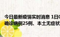 今日最新疫情实时消息 1日0-21时，新疆乌鲁木齐新增本土确诊病例25例、本土无症状感染者329例