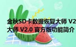 金秋SD卡数据恢复大师 V2.0 官方版（金秋SD卡数据恢复大师 V2.0 官方版功能简介）