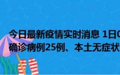 今日最新疫情实时消息 1日0-21时，新疆乌鲁木齐新增本土确诊病例25例、本土无症状感染者329例