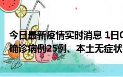 今日最新疫情实时消息 1日0-21时，新疆乌鲁木齐新增本土确诊病例25例、本土无症状感染者329例