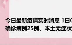 今日最新疫情实时消息 1日0-21时，新疆乌鲁木齐新增本土确诊病例25例、本土无症状感染者329例