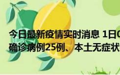 今日最新疫情实时消息 1日0-21时，新疆乌鲁木齐新增本土确诊病例25例、本土无症状感染者329例