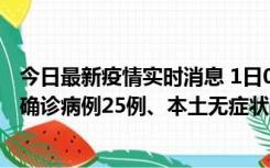 今日最新疫情实时消息 1日0-21时，新疆乌鲁木齐新增本土确诊病例25例、本土无症状感染者329例