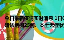 今日最新疫情实时消息 1日0-21时，新疆乌鲁木齐新增本土确诊病例25例、本土无症状感染者329例