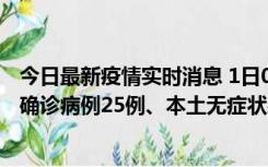 今日最新疫情实时消息 1日0-21时，新疆乌鲁木齐新增本土确诊病例25例、本土无症状感染者329例