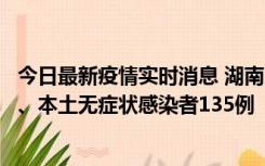 今日最新疫情实时消息 湖南11月1日新增本土确诊病例10例、本土无症状感染者135例