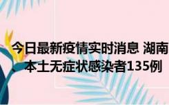 今日最新疫情实时消息 湖南11月1日新增本土确诊病例10例、本土无症状感染者135例