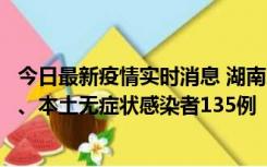 今日最新疫情实时消息 湖南11月1日新增本土确诊病例10例、本土无症状感染者135例