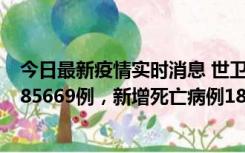 今日最新疫情实时消息 世卫组织：全球新增新冠确诊病例185669例，新增死亡病例1823例