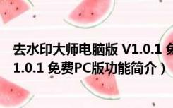 去水印大师电脑版 V1.0.1 免费PC版（去水印大师电脑版 V1.0.1 免费PC版功能简介）