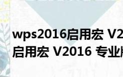 wps2016启用宏 V2016 专业版（wps2016启用宏 V2016 专业版功能简介）