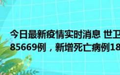 今日最新疫情实时消息 世卫组织：全球新增新冠确诊病例185669例，新增死亡病例1823例