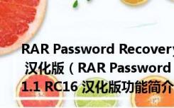 RAR Password Recovery(RAR密码破解工具) V1.1 RC16 汉化版（RAR Password Recovery(RAR密码破解工具) V1.1 RC16 汉化版功能简介）