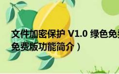 文件加密保护 V1.0 绿色免费版（文件加密保护 V1.0 绿色免费版功能简介）