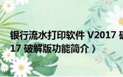 银行流水打印软件 V2017 破解版（银行流水打印软件 V2017 破解版功能简介）