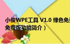 小俊WPE工具 V1.0 绿色免费版（小俊WPE工具 V1.0 绿色免费版功能简介）