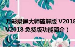 万彩录屏大师破解版 V2018 免费版（万彩录屏大师破解版 V2018 免费版功能简介）