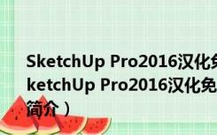 SketchUp Pro2016汉化免费版 32/64位 免激活注册版（SketchUp Pro2016汉化免费版 32/64位 免激活注册版功能简介）