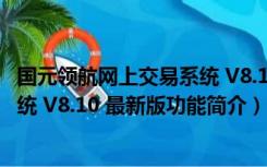 国元领航网上交易系统 V8.10 最新版（国元领航网上交易系统 V8.10 最新版功能简介）