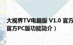 大视界TV电脑版 V1.0 官方PC版（大视界TV电脑版 V1.0 官方PC版功能简介）