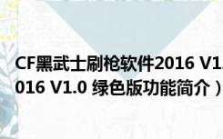 CF黑武士刷枪软件2016 V1.0 绿色版（CF黑武士刷枪软件2016 V1.0 绿色版功能简介）