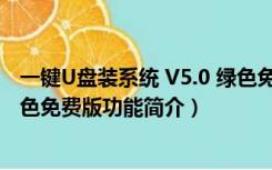 一键U盘装系统 V5.0 绿色免费版（一键U盘装系统 V5.0 绿色免费版功能简介）