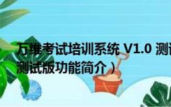 万维考试培训系统 V1.0 测试版（万维考试培训系统 V1.0 测试版功能简介）