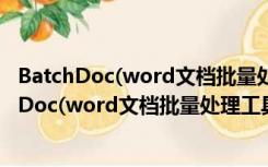 BatchDoc(word文档批量处理工具) V7.62 官方版（BatchDoc(word文档批量处理工具) V7.62 官方版功能简介）