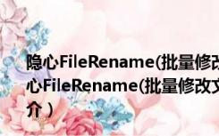 隐心FileRename(批量修改文件软件) V1.1 绿色免费版（隐心FileRename(批量修改文件软件) V1.1 绿色免费版功能简介）