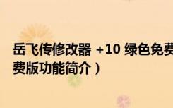 岳飞传修改器 +10 绿色免费版（岳飞传修改器 +10 绿色免费版功能简介）