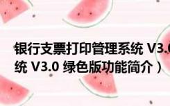 银行支票打印管理系统 V3.0 绿色版（银行支票打印管理系统 V3.0 绿色版功能简介）