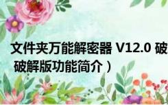 文件夹万能解密器 V12.0 破解版（文件夹万能解密器 V12.0 破解版功能简介）