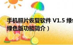 手机照片恢复软件 V1.5 绿色版（手机照片恢复软件 V1.5 绿色版功能简介）