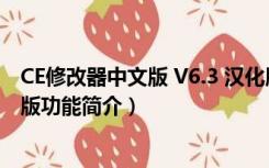 CE修改器中文版 V6.3 汉化版（CE修改器中文版 V6.3 汉化版功能简介）