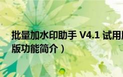 批量加水印助手 V4.1 试用版（批量加水印助手 V4.1 试用版功能简介）