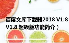 百度文库下载器2018 V1.8 超级版（百度文库下载器2018 V1.8 超级版功能简介）