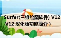 Surfer(三维绘图软件) V12 汉化版（Surfer(三维绘图软件) V12 汉化版功能简介）