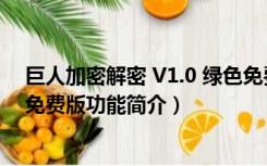 巨人加密解密 V1.0 绿色免费版（巨人加密解密 V1.0 绿色免费版功能简介）